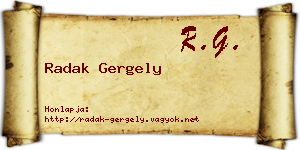 Radak Gergely névjegykártya